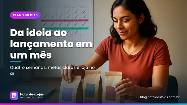 Empreendedor organiza pacotes de café para fotos diante de um calendário de parede marcado por semanas