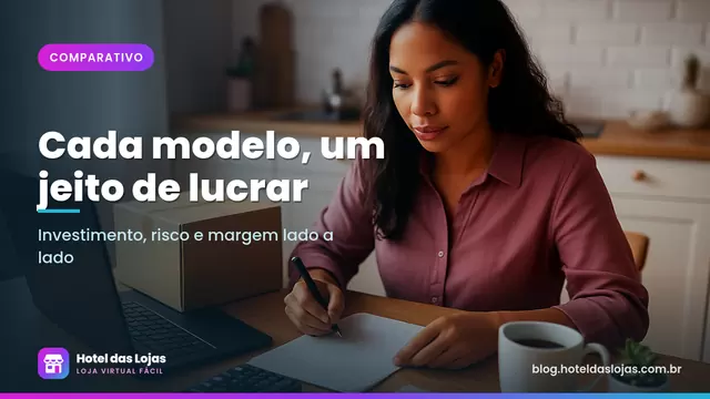 Empreendedora comparando opções com anotações, calculadora e caixas de produtos na mesa da cozinha