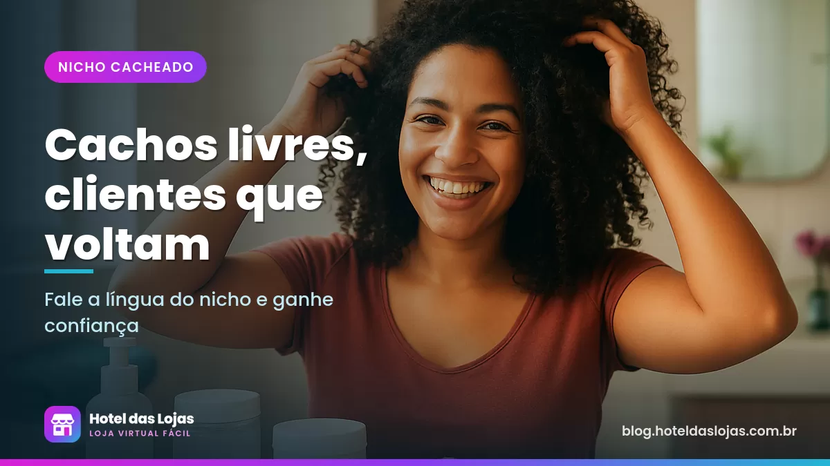 Mulher de cabelo cacheado volumoso amassando os cachos no banheiro com cremes e gelatina na bancada