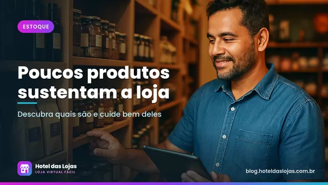 Dono de empório confere produtos nas prateleiras de madeira segurando um tablet