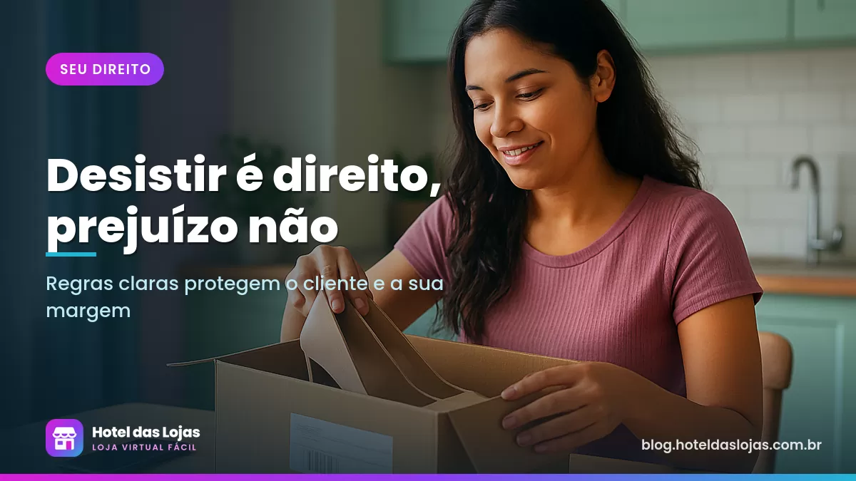 Cliente embala um par de sapatos em uma caixa com etiqueta de devolução sobre a mesa de casa