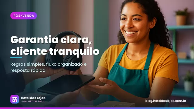 Atendente de loja recebendo fones de ouvido e tablet de um cliente em balcão de assistência organizado