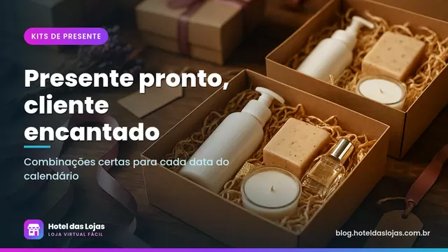 Caixas de presente com hidratante, sabonetes, perfume e vela em papel picado, com fitas de cetim e flores secas
