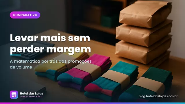 Pacotes de meias e de café empilhados em um balcão de madeira ao lado de uma calculadora e um caderno