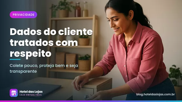 Empreendedor tranca uma gaveta de arquivos em seu escritório organizado, com produtos naturais na estante