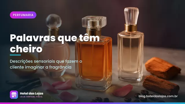 Frascos de perfume sobre mármore cercados de laranja, baunilha, pétalas de rosa, madeira e grãos de café