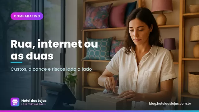 Dona de loja de decoração prepara pedido online no balcão da loja física de rua