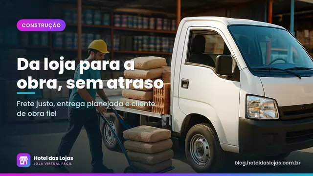Funcionário carrega caminhão com sacos de cimento, tijolos e canos no pátio de loja de materiais de construção