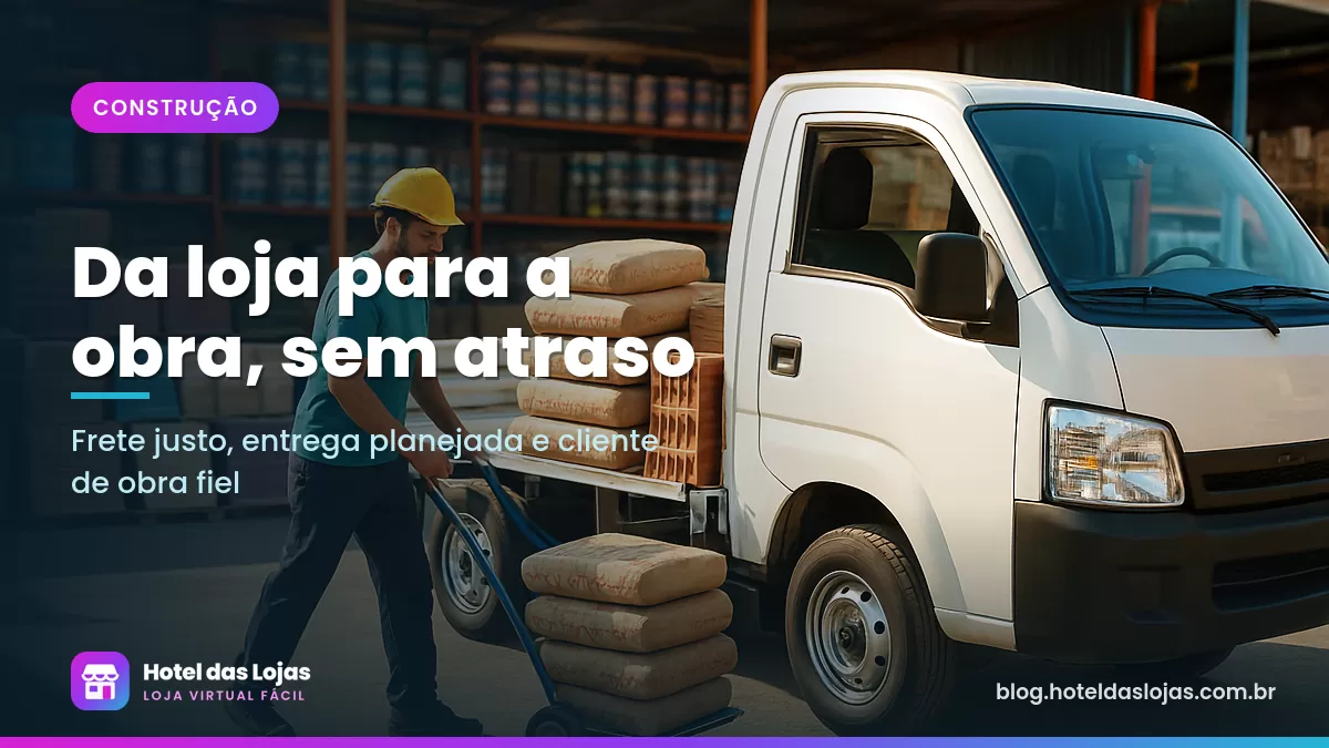 Funcionário carrega caminhão com sacos de cimento, tijolos e canos no pátio de loja de materiais de construção
