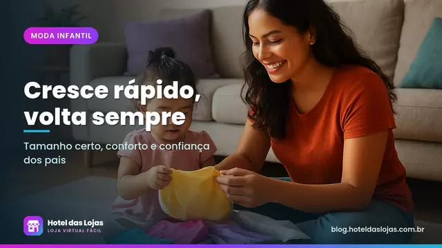 Mãe e filha pequena abrem no tapete da sala uma caixa com roupas infantis coloridas de algodão