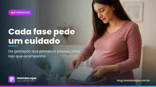 Gestante dobrando roupinhas de bebê em quarto claro com mantas de musselina, almofada de amamentação e berço branco