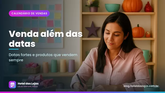 Empreendedora planejando o calendário de vendas em uma loja de presentes com itens sazonais e produtos do dia a dia