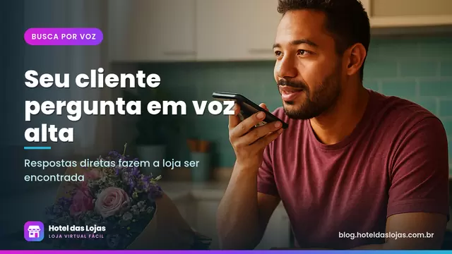 Homem fala ao celular na cozinha ao lado de um buquê de flores embrulhado sobre o balcão