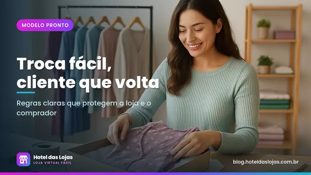 Lojista dobrando um vestido devolvido e colocando de volta em uma caixa de papelão na área de embalagem