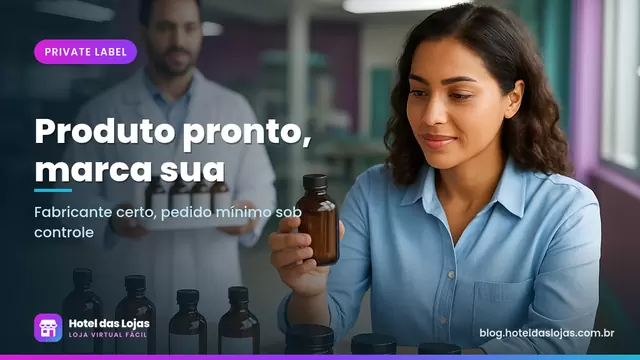 Empreendedora analisando frascos e potes sem rótulo no showroom de um fabricante de cosméticos