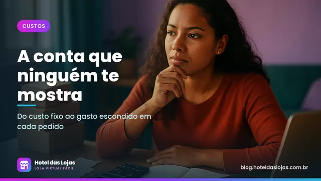 Empreendedora faz contas com calculadora e recibos para planejar os custos da loja virtual