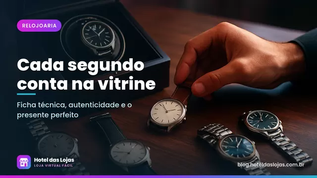 Relógios de pulso com pulseiras de couro e aço sobre mesa de madeira escura e mão ajustando uma pulseira