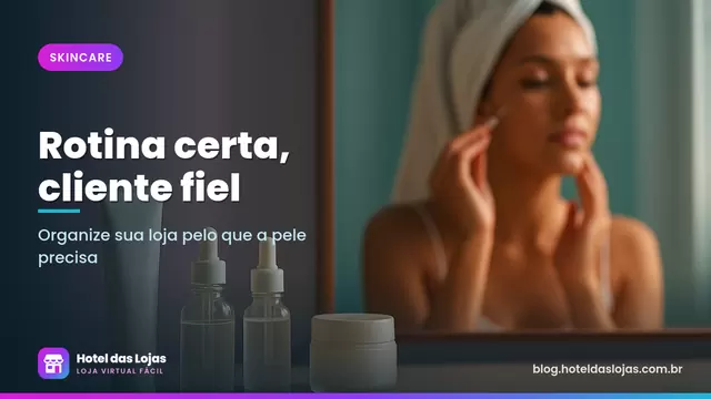 Bancada de banheiro com limpador, sérum, hidratante e protetor solar organizados em ordem de rotina de skincare