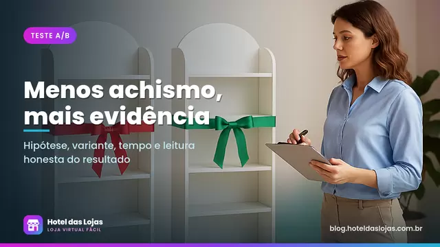 Duas vitrines quase iguais lado a lado sendo comparadas por uma pessoa com prancheta