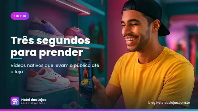 Jovem lojista gravando vídeo vertical de tênis na prateleira com o celular em um tripé