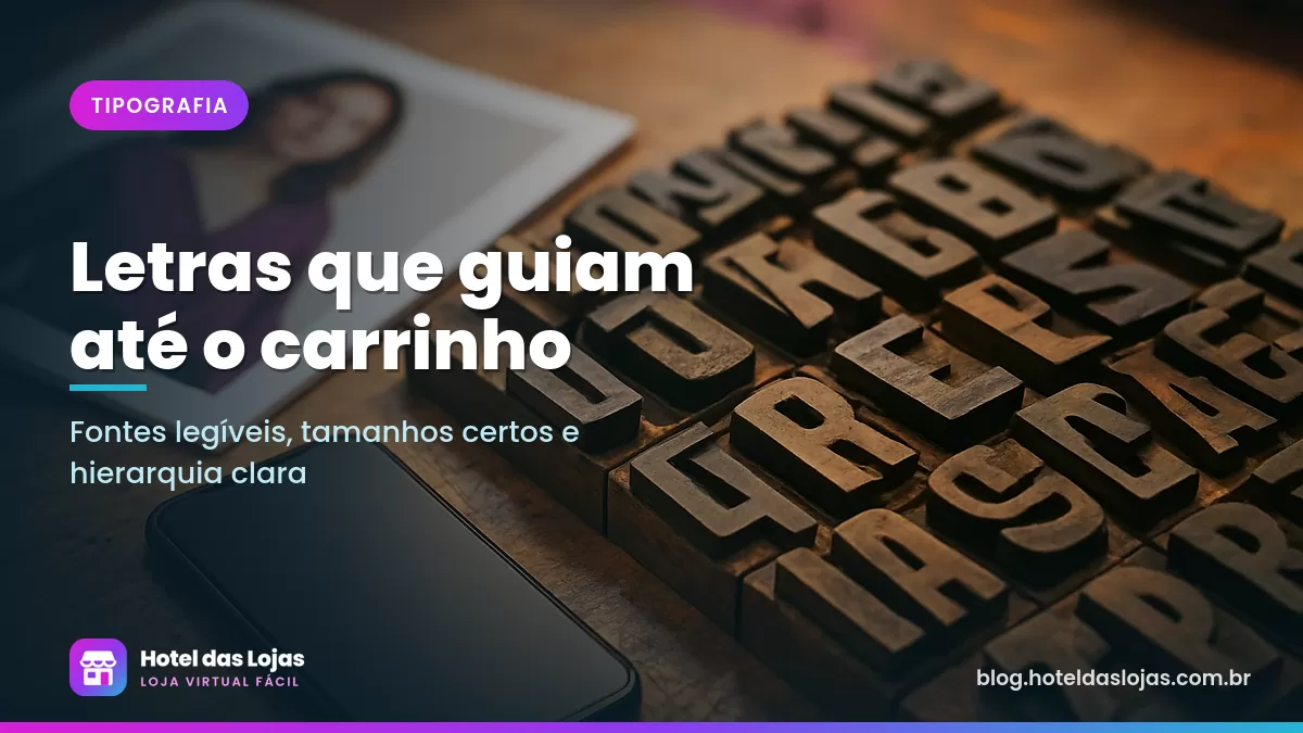 Tipos de madeira e metal sobre uma bancada ao lado de um catálogo impresso e um celular virado para baixo