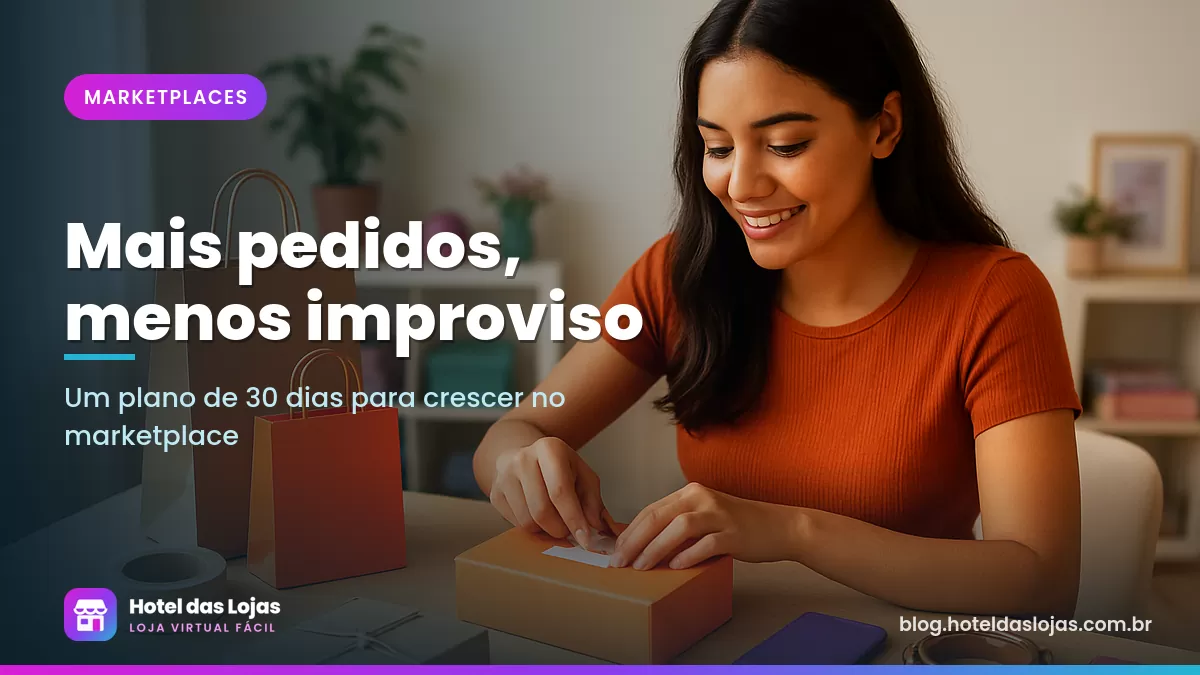 Jovem lojista embala pequenos pacotes com acessórios em uma mesa clara de escritório em casa