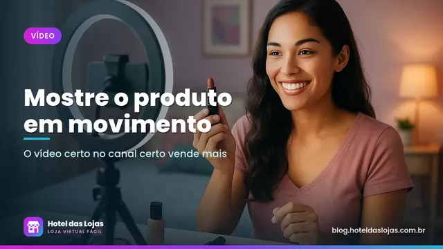 Jovem lojista grava um vídeo curto de maquiagem com o celular apoiado em um tripé e uma luz circular